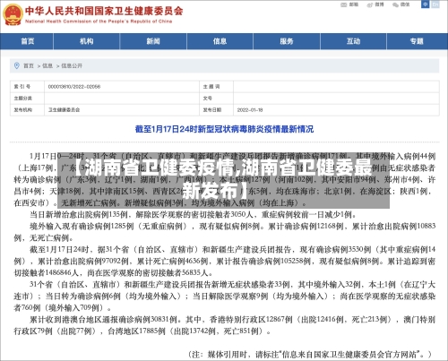 【湖南省卫健委疫情,湖南省卫健委最新发布】-第1张图片
