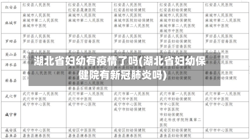湖北省妇幼有疫情了吗(湖北省妇幼保健院有新冠肺炎吗)-第1张图片