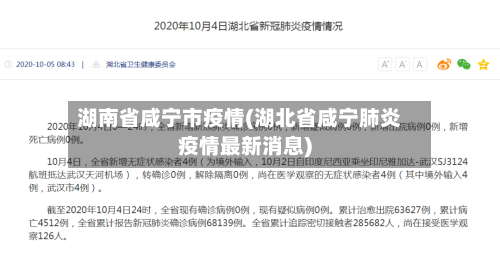 湖南省咸宁市疫情(湖北省咸宁肺炎疫情最新消息)-第1张图片