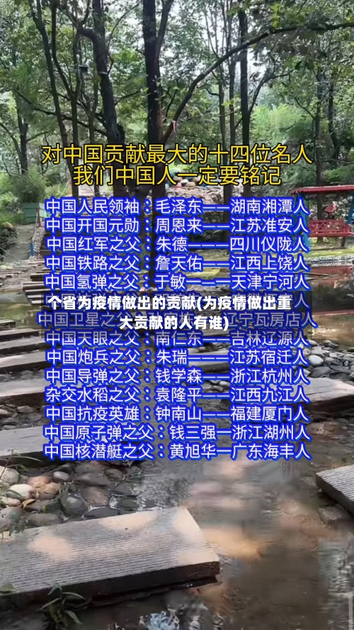 个省为疫情做出的贡献(为疫情做出重大贡献的人有谁)-第2张图片