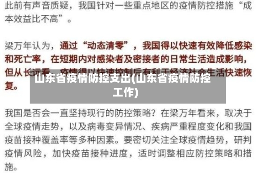 山东省疫情防控支出(山东省疫情防控工作)-第1张图片