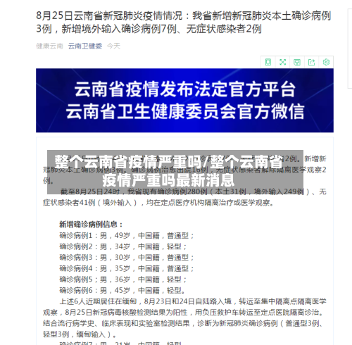 整个云南省疫情严重吗/整个云南省疫情严重吗最新消息-第1张图片