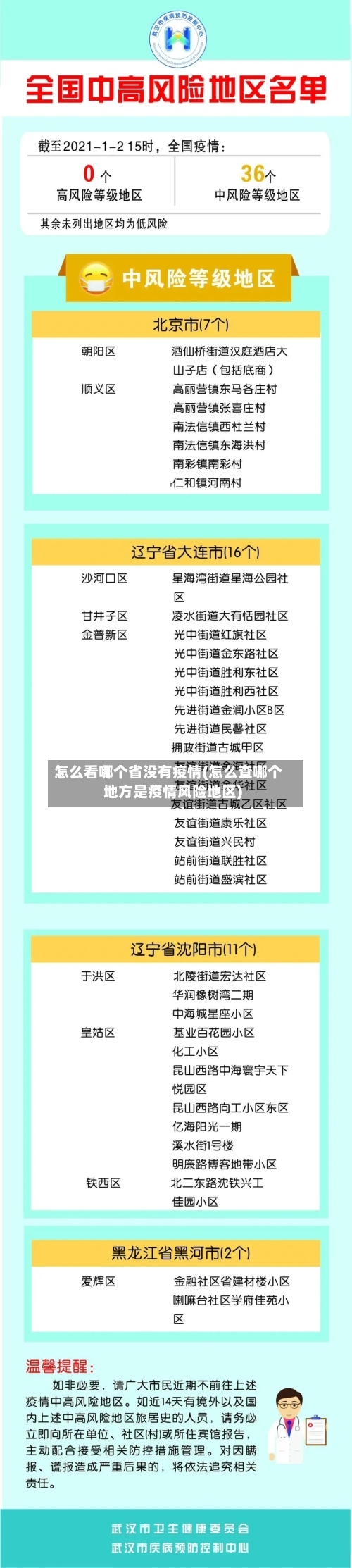 怎么看哪个省没有疫情(怎么查哪个地方是疫情风险地区)-第2张图片