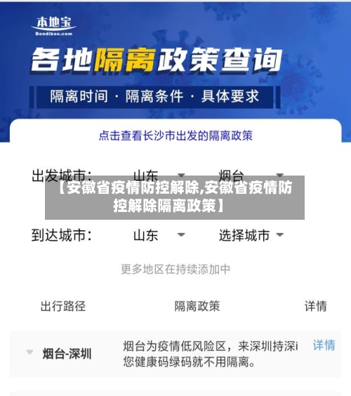 【安徽省疫情防控解除,安徽省疫情防控解除隔离政策】-第2张图片