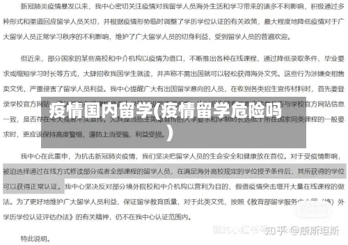 疫情国内留学(疫情留学危险吗)-第2张图片